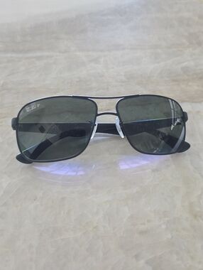 Ray-Ban RB3516 006/9A Polarized Sunglasses Black Metal 59mm Men’s Aviator Square